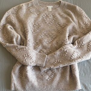 H&M Taupe Textured Crew Neck Sweater